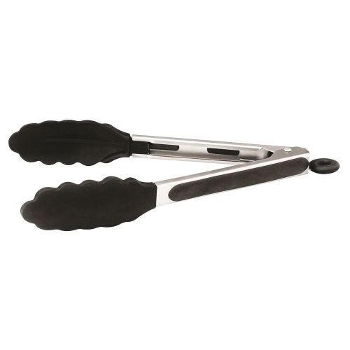 Locking 9in Tongs with Nonslip Silicone Tip and Grip, Stainless Steel